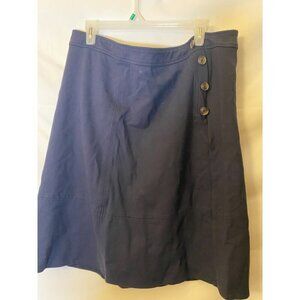 Liz Claiborne Navy Blue A-Line Skirt with Side Buttons